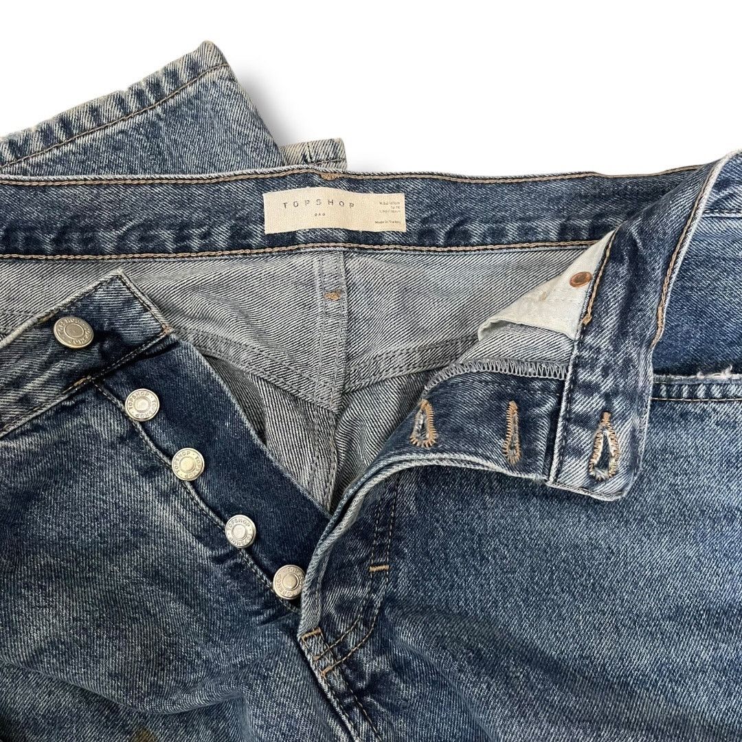 Topshop ASOS Topshop high rise button fly, ripped 5 pocket dad jeans Size 32" / US 10 / IT 46 - 6 Thumbnail