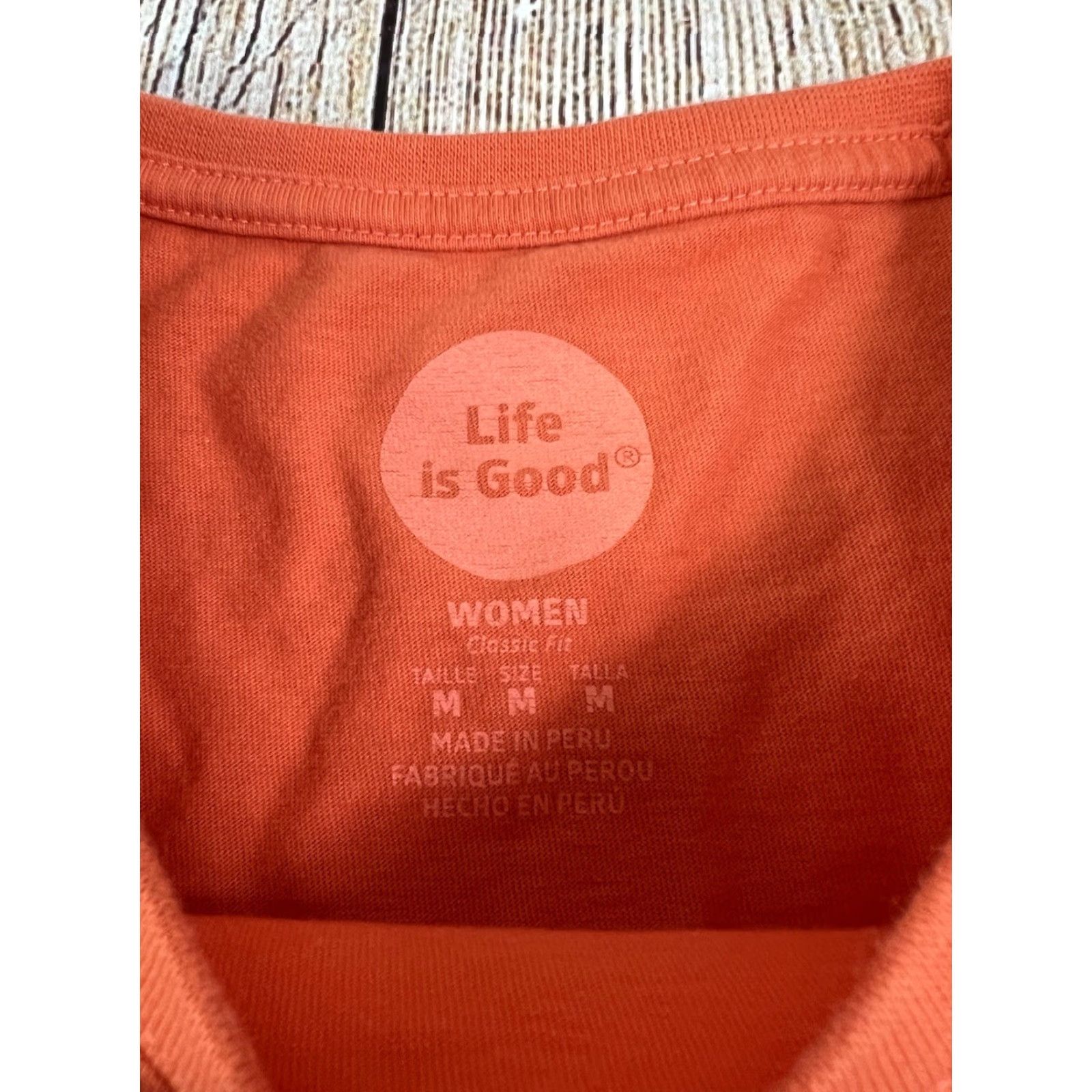 Life is Good Life is Good Women’s Shirt Orange Land Of The Free Classic Fit Medium M Shirt Size M / US 6-8 / IT 42-44 - 5 Thumbnail