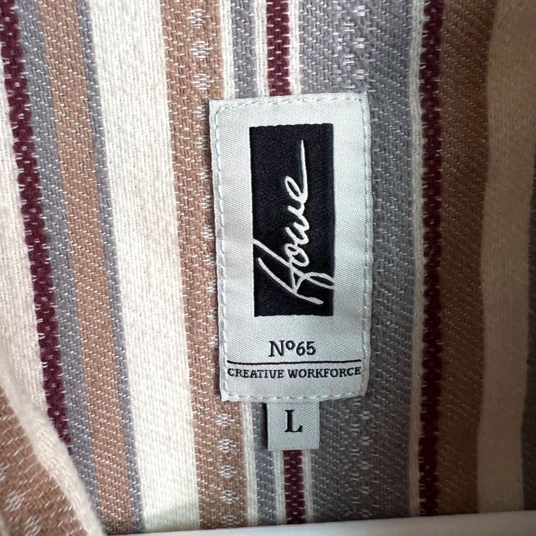 Vintage VINTAGE Howe Striped Shirt Mens Large Adult Brown Cotton Button-Up Long Sleeve - 90s Style, Workwear Mens Size L Size US L / EU 52-54 / 3 - 3 Thumbnail