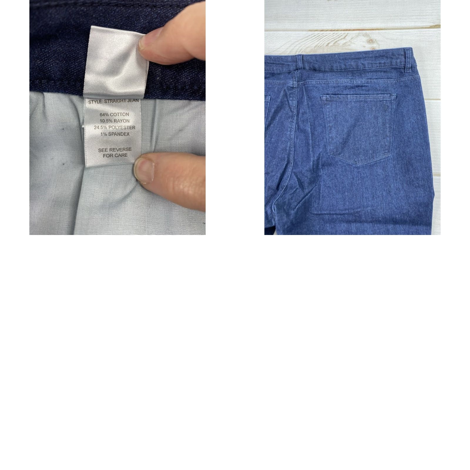 Vintage Measure & Made Jeans Sz 20 Dard Wash Denim Fitlogic Straight NWT Ladies Women's Plus Size 20 Blue Denim Straight Jeans Size 42" / US 20 - 9 Thumbnail