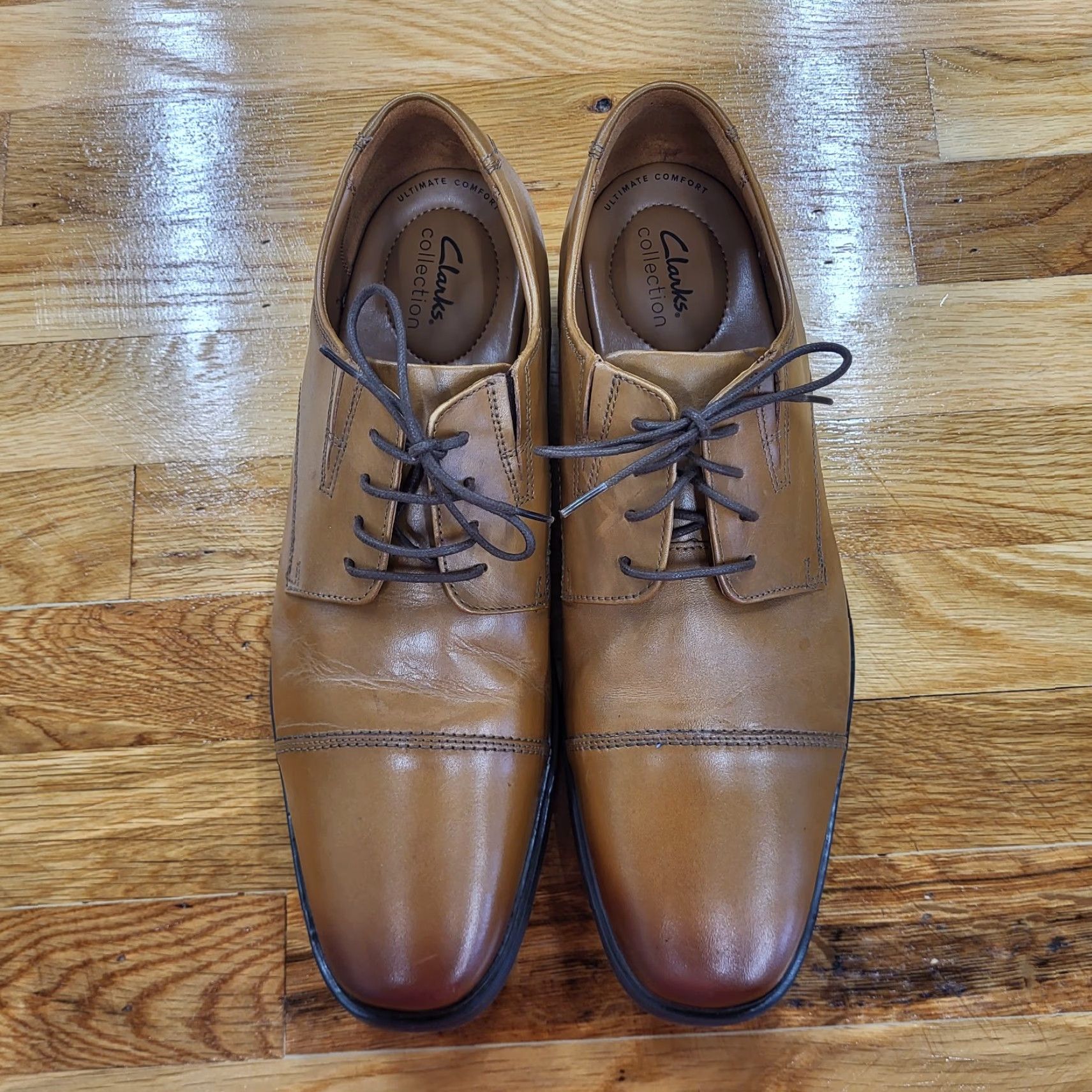 Clarks Clarks Tilden Cap Toe Oxford Shoes Men Dress Leather Lace Up Dark Tan Size 12 W Formal Shoes Size ONE SIZE - 4 Thumbnail