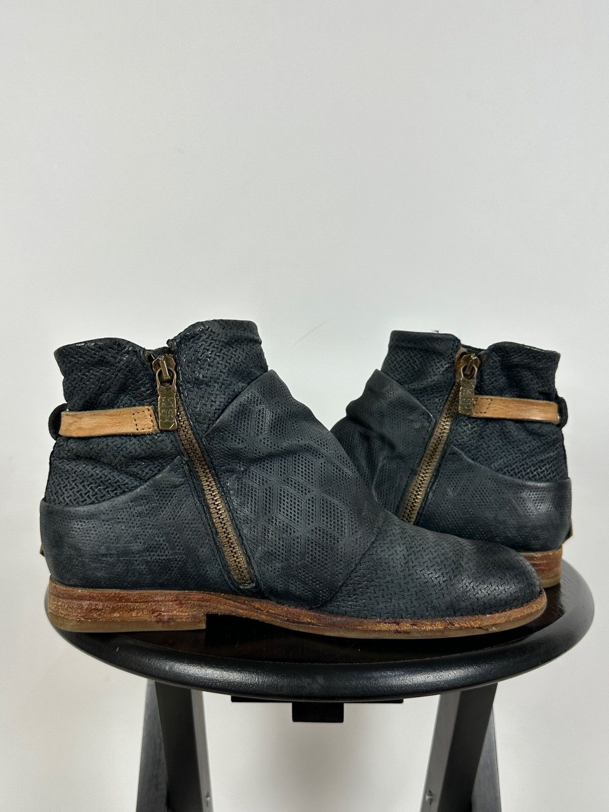 A.S.98 A.S.98. Airstep Navy Blue Leather Biker Ankle Boots Size US 8 / IT 38 - 7 Thumbnail