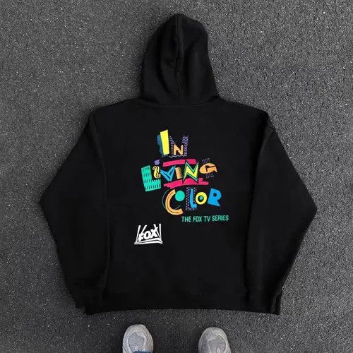 Japanese Brand Hip Hop Creative Letter Graffiti Print XL Hooded Sweatshirt Size US XL / EU 56 / 4 - 7 Thumbnail