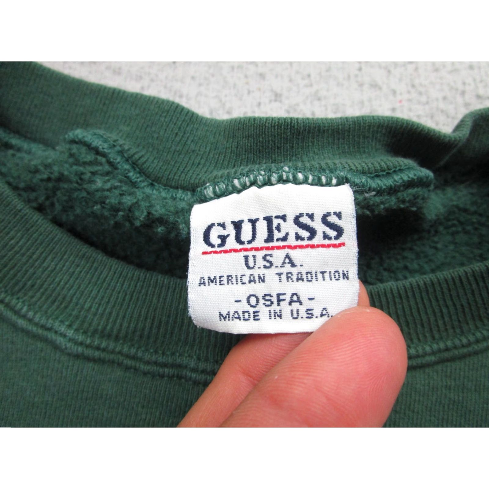 Guess VINTAGE GUESS Sweatshirt Womens OSFA Crewneck Spell Out USA Pullover 90s Green Graphic Print Logo Heavyweight Vintage 90s Size ONE SIZE - 7 Thumbnail