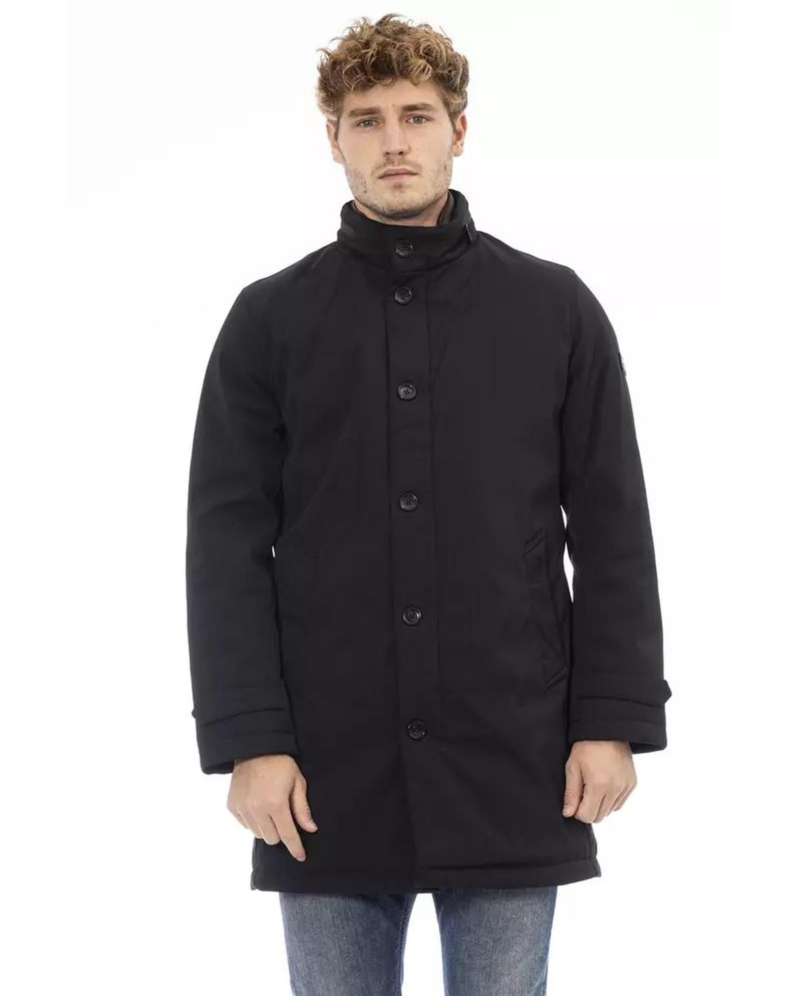 image of Baldinini Polyester Jacket With Monogram in Black, Men's (Size Medium)
