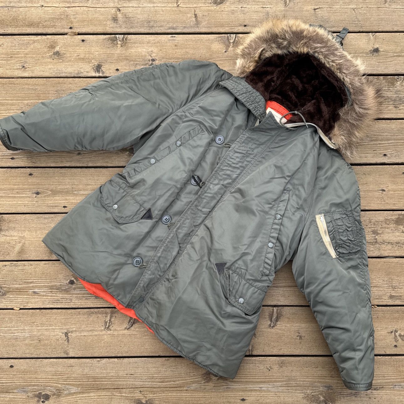 Vintage Vintage 1972 Air Force N-3B Parka Jacket Large Olive Orange Size US L / EU 52-54 / 3 - 1 Thumbnail