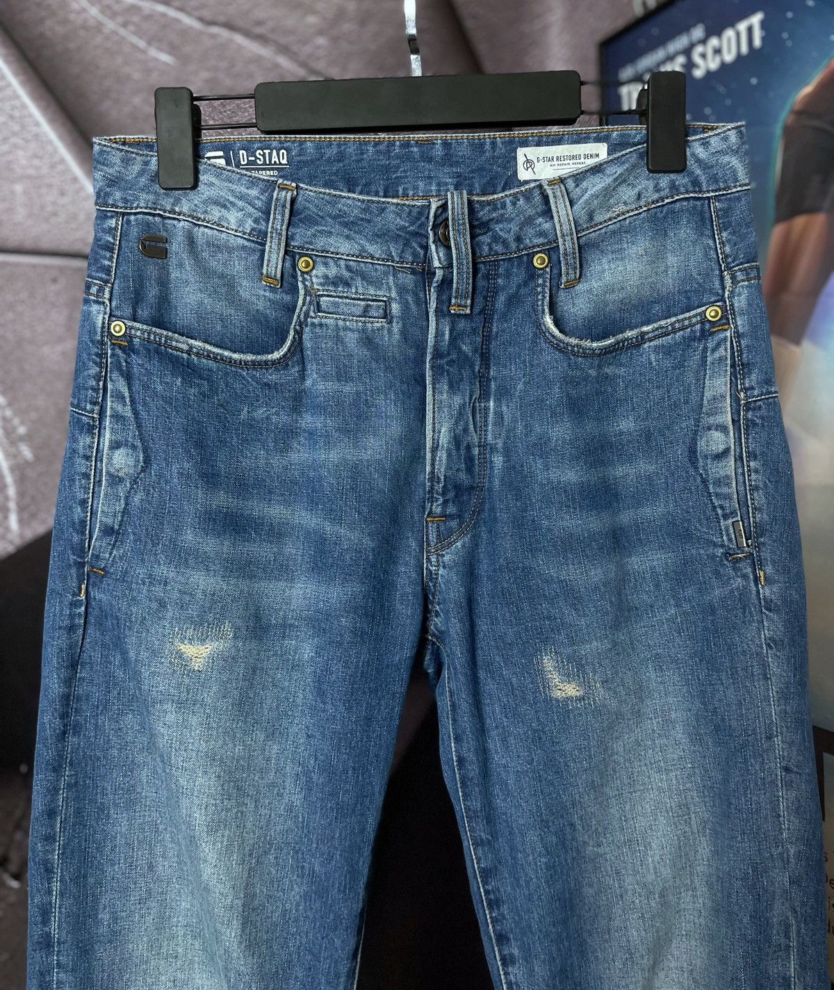 G-Star G-Star Raw D-Staq 3D Tapered Distressed Blue Denim W28 L34 Size US 28 / EU 44 - 5 Thumbnail