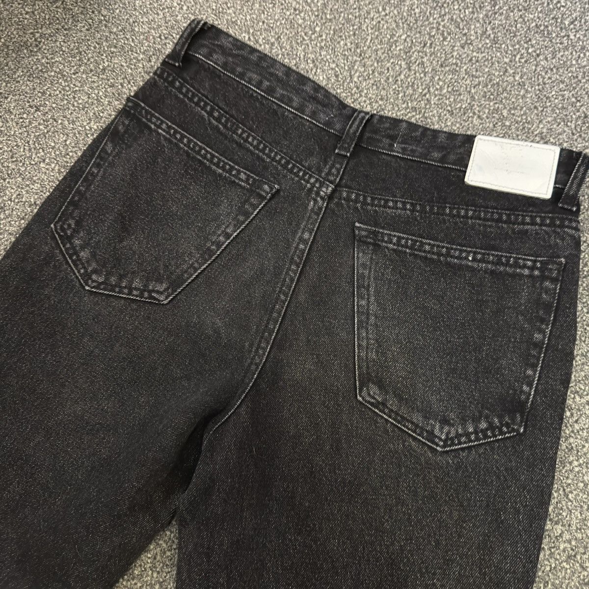 If Six Was Nine Flared Long Piece Worker Black Wash Denim Jeans Size US 29 - 6 Thumbnail