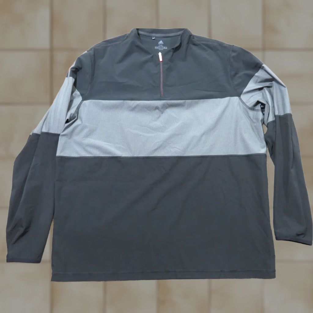 Adidas Adidas Track Jacket Mens 2XL Black Gray Stripe Windbreaker 1/4 Zip Pullover Golf Jacket Size US XXL / EU 58 / 5 - 1 Thumbnail