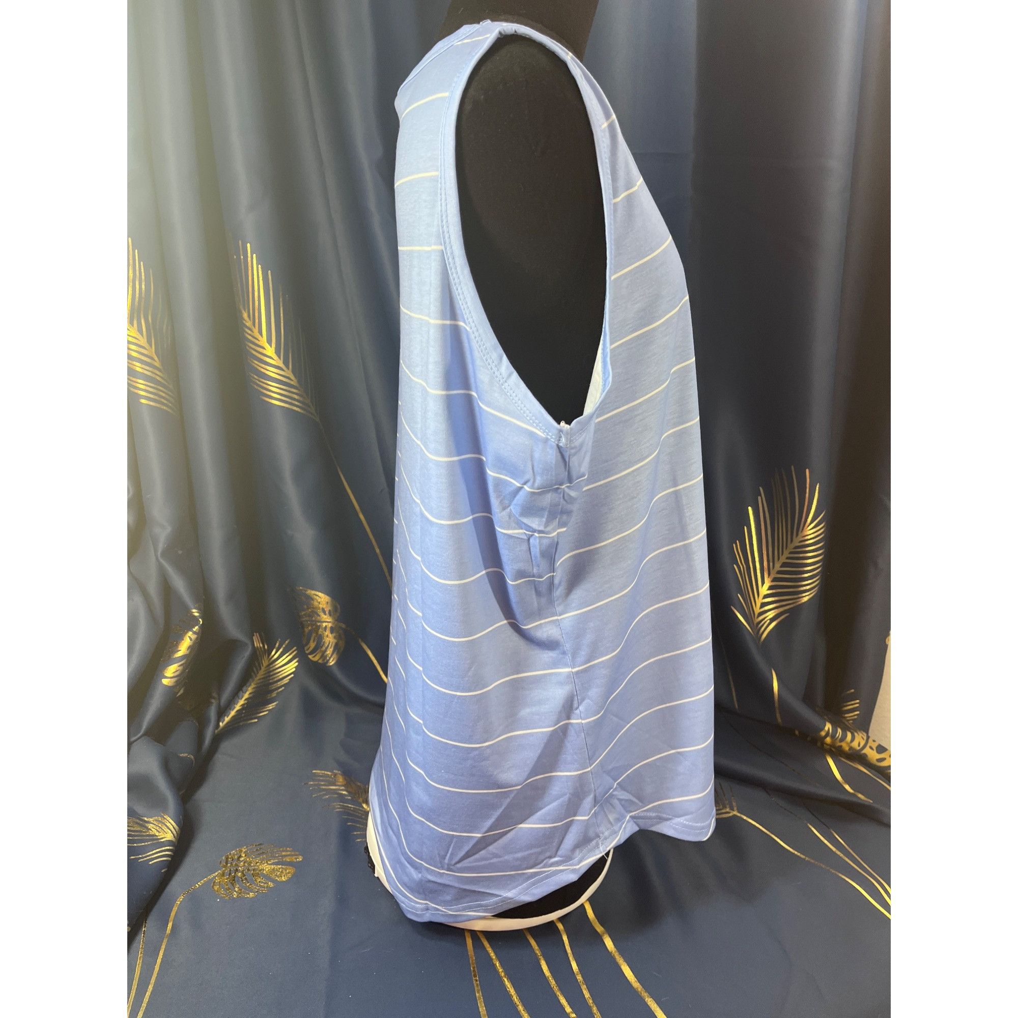 Other NWOT UNBRANDED WOMEN'S TANK TOP SIZE 2XL BLUE WITH WHITE STR Size XXL / US 16-18 / IT 52-54 - 3 Thumbnail