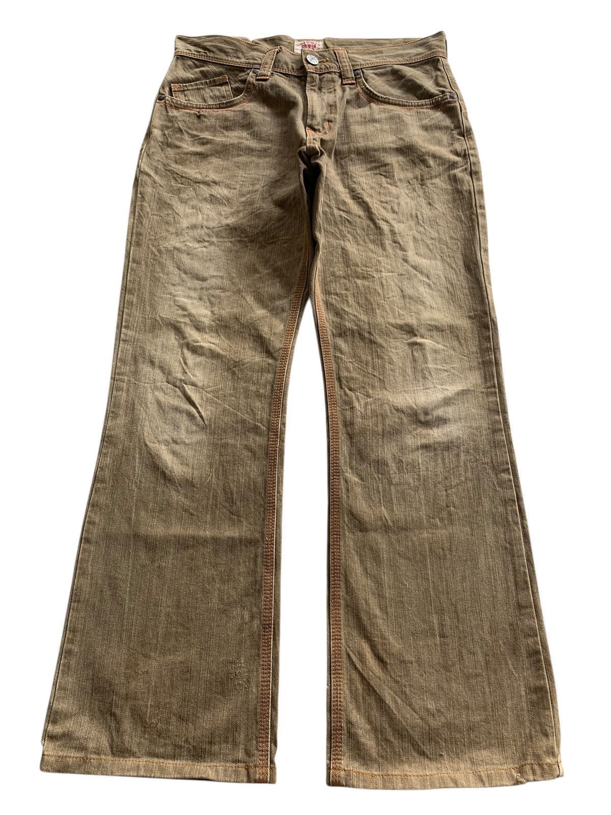 FLARE EDWIN XV BUCKLE BACK RUSTY JAPANESE DISTRESSED DENIM