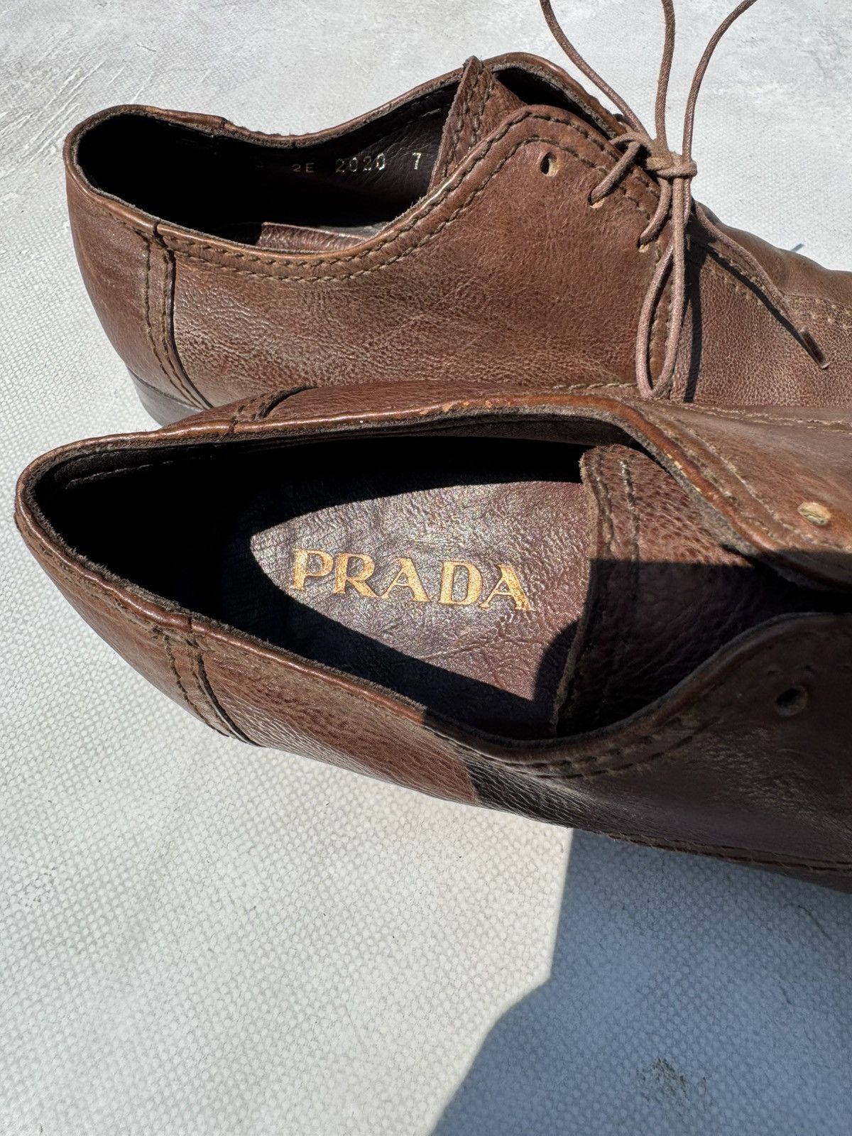 Prada Prada Derby Brown Leather Shoes Size US 7 / EU 40 - 5 Thumbnail
