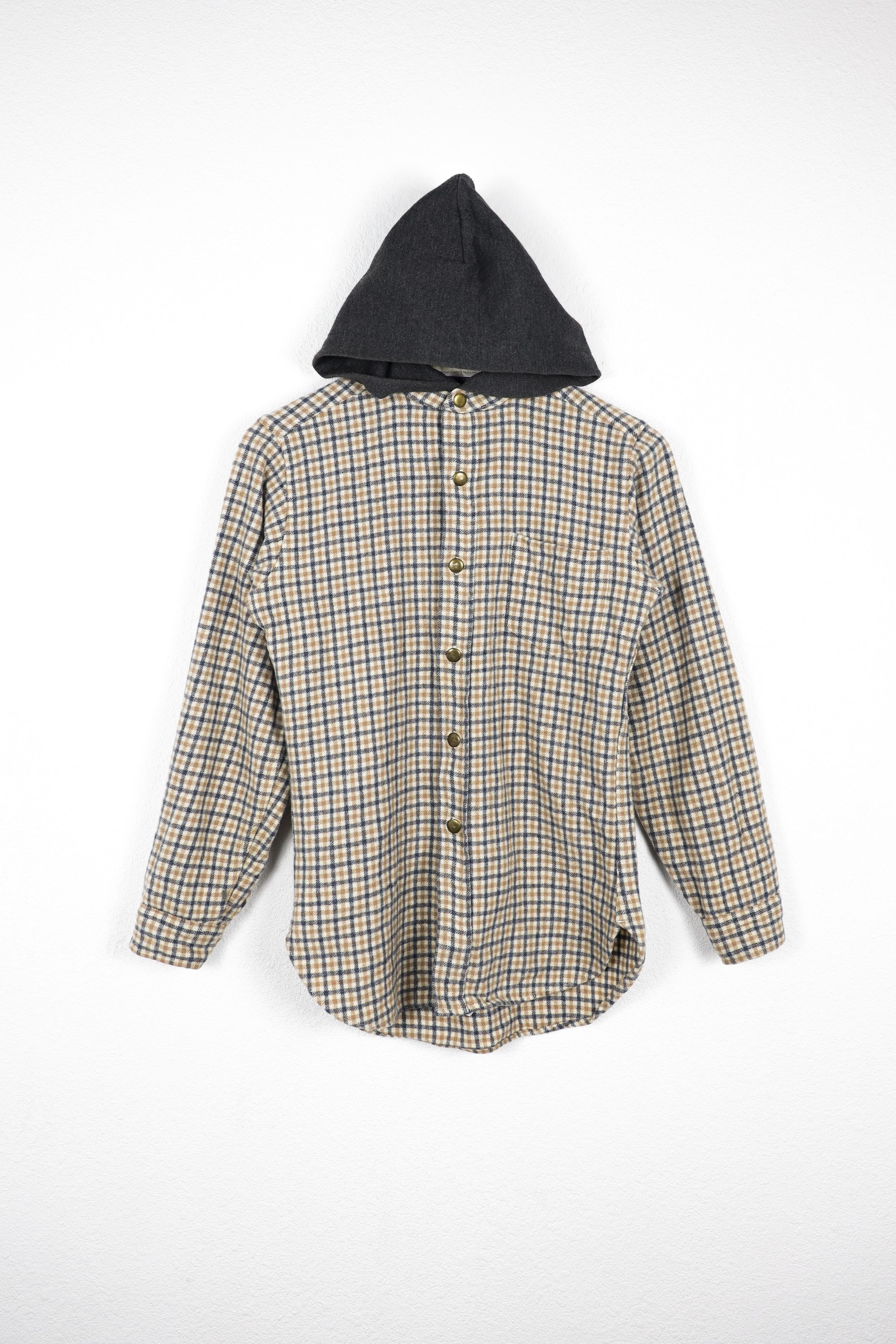 Womens Pendleton Rework Wool Flannel Shirt Hoodie USA