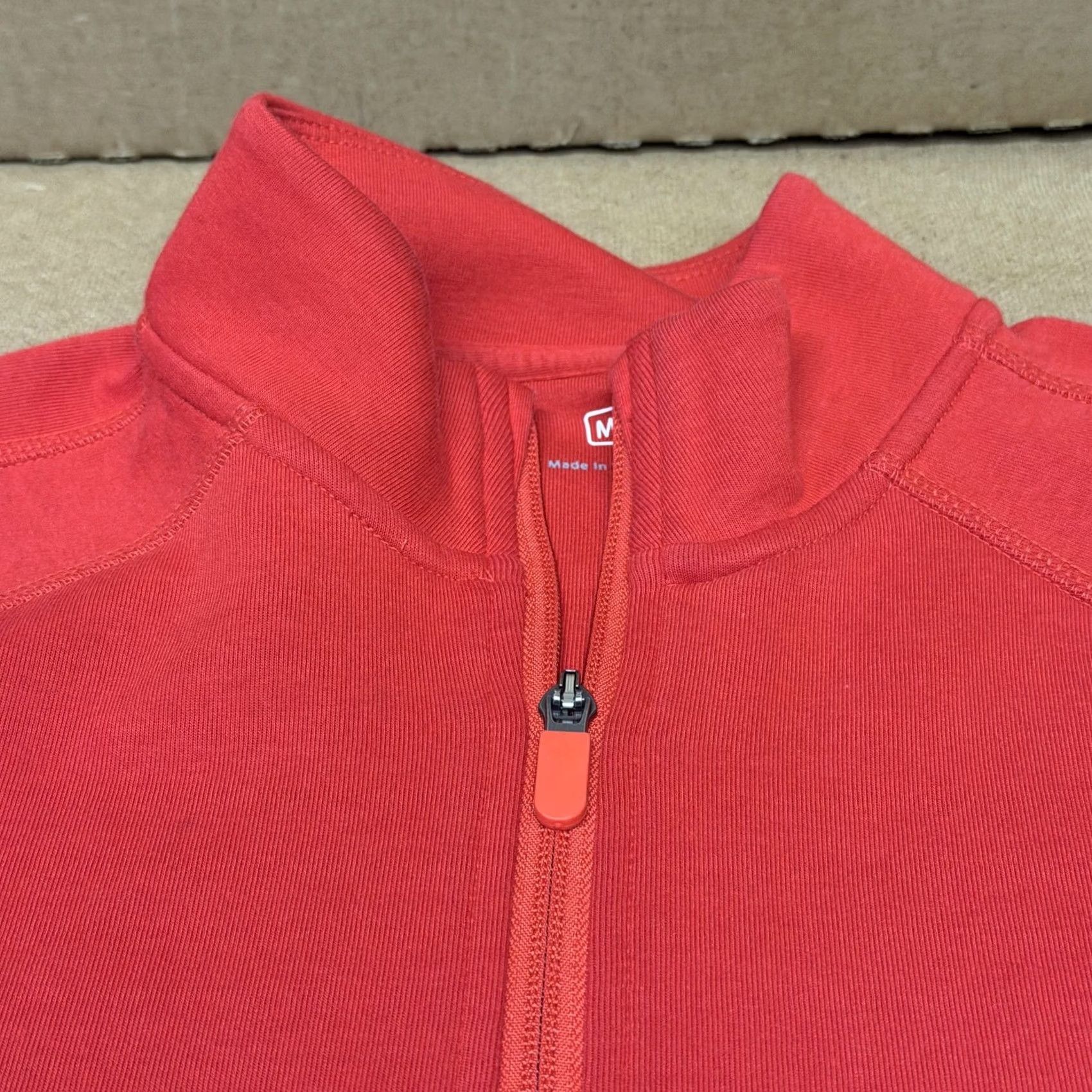 Apple Apple Mens Sweatshirt M Red 1/4 Zip Mock Neck Pullover Logo Pockets Warm Knit Size US M / EU 48-50 / 2 - 5 Thumbnail