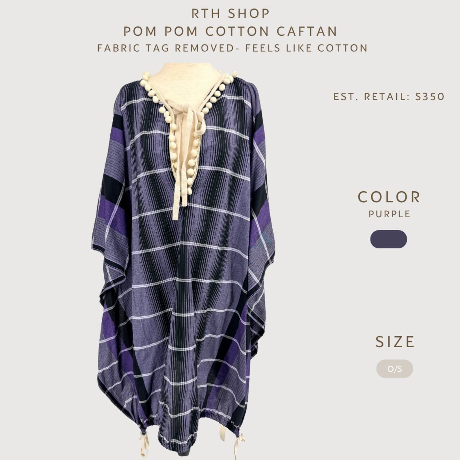 Other RTH Shop Pom Pom Cotton Caftan O/S Size ONE SIZE - 2 Thumbnail