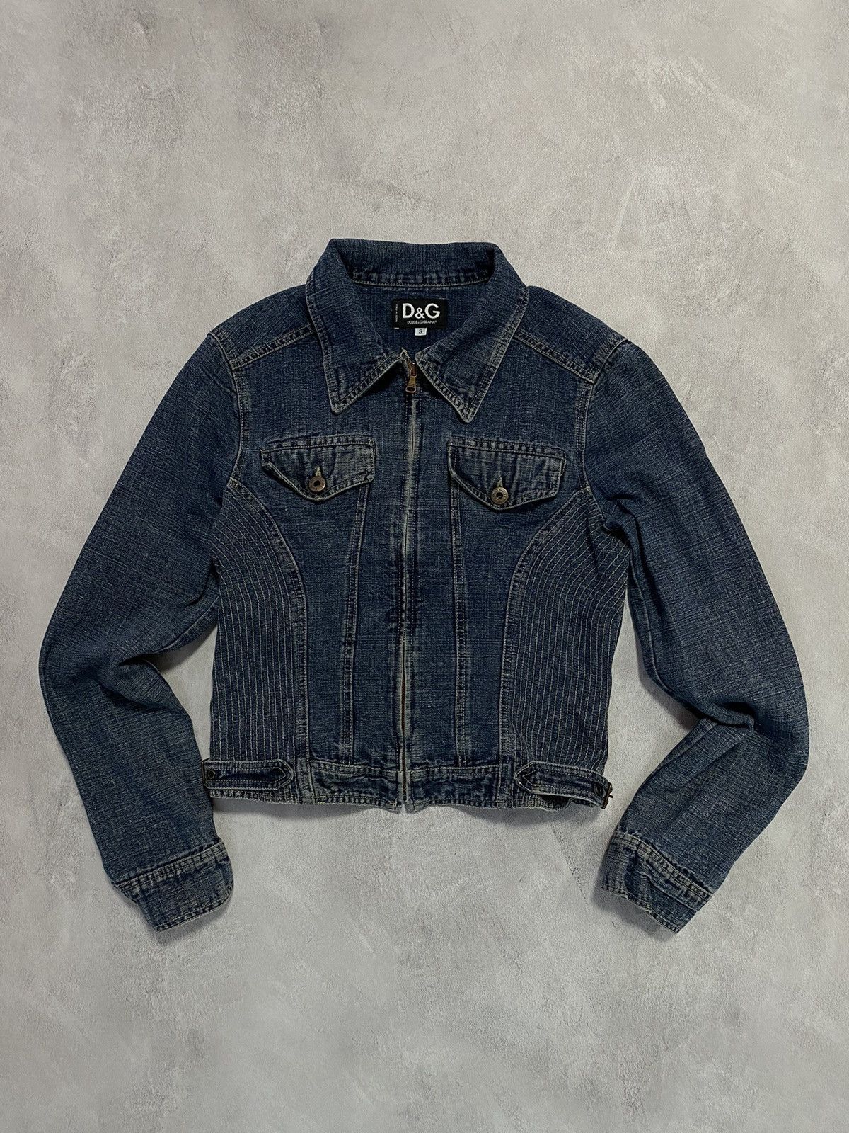 image of Vintage 2000S Denim Jeans Trucker Jacket Dolce Gabbana D&g in Blue Denim, Women's (Size Small)