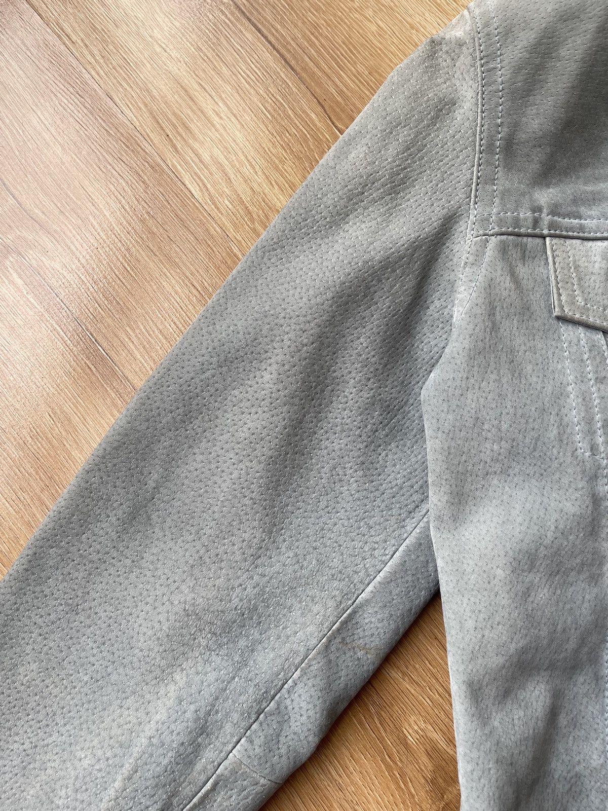 Vintage REAL RABBIT FUR Archive Baby Blue Suede Leather Jacket Y2K Size S / US 4 / IT 40 - 14 Thumbnail