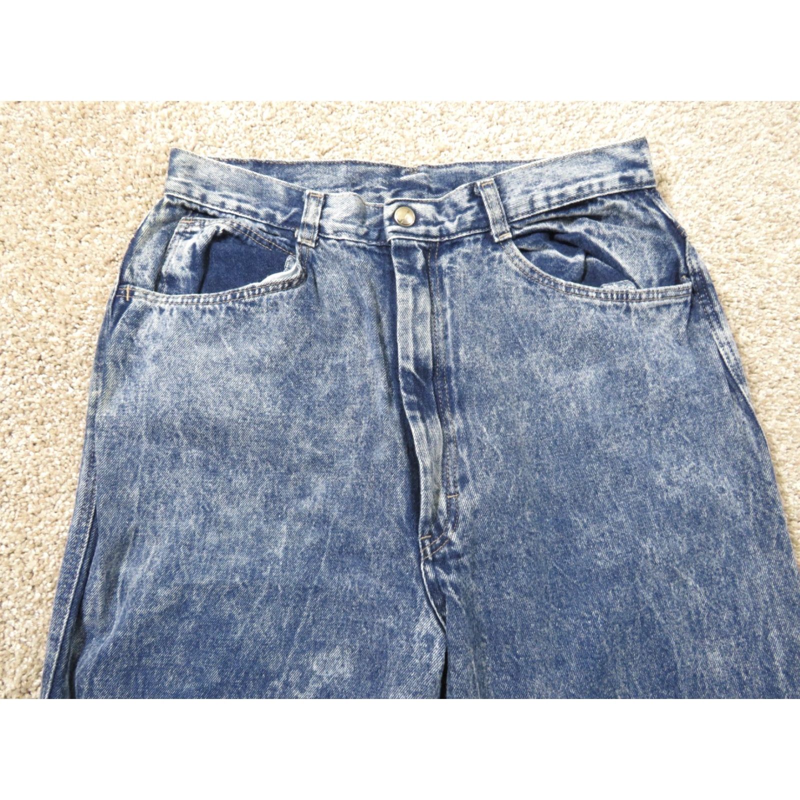 Denime VINTAGE Pizzazz High-Rise Mom Denim Jeans Women 9 28x28 Blue 1980s Straight 4-Pocket Western Cowboy Casual Mens Womens Girls Boys Size 30" / US 8 / IT 44 - 4 Thumbnail