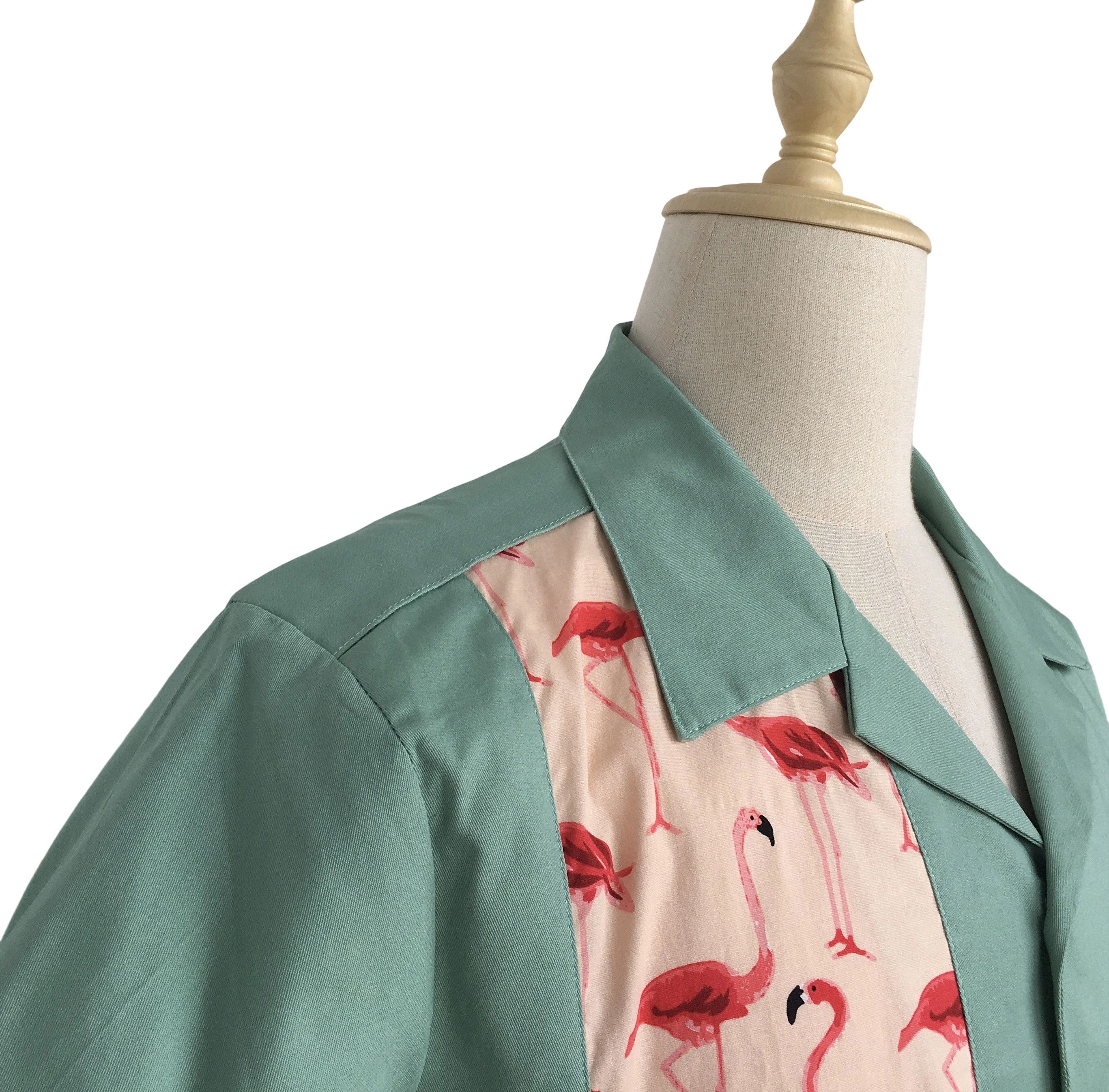 Other Mint Green Bowling Shirts Flamingo Panel Vintage Style Size US XXL / EU 58 / 5 - 7 Thumbnail