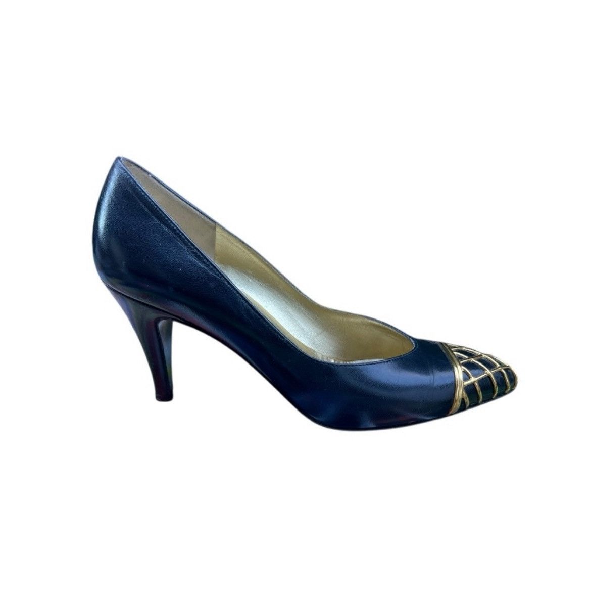 Bruno Magli Vintage Bruno Magli Italian Leather Heels –Gold Cage Toe 6B Size US 6 / IT 36 - 3 Thumbnail