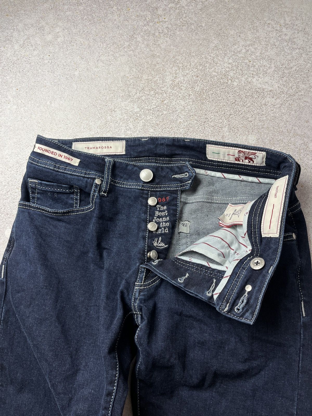 Vintage DDP Tramarossa Leonardo D524 BLU RINSE Jeans Pants Luxury Size US 33 - 7 Thumbnail