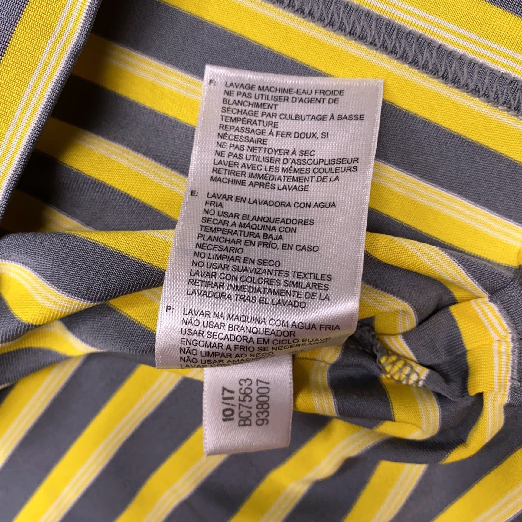 Adidas adidas Golf Polo Shirt Adult L Gray Striped Yellow Polyester Logo Moisture Wicking Regular Men Size US L / EU 52-54 / 3 - 7 Thumbnail