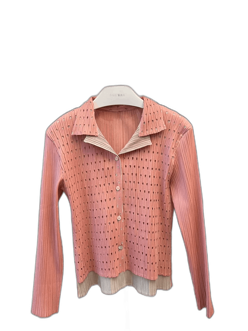 Issey Miyake Pink and Beige Layered Knit Jacket-yf Size US M / EU 48-50 / 2 - 1 Thumbnail