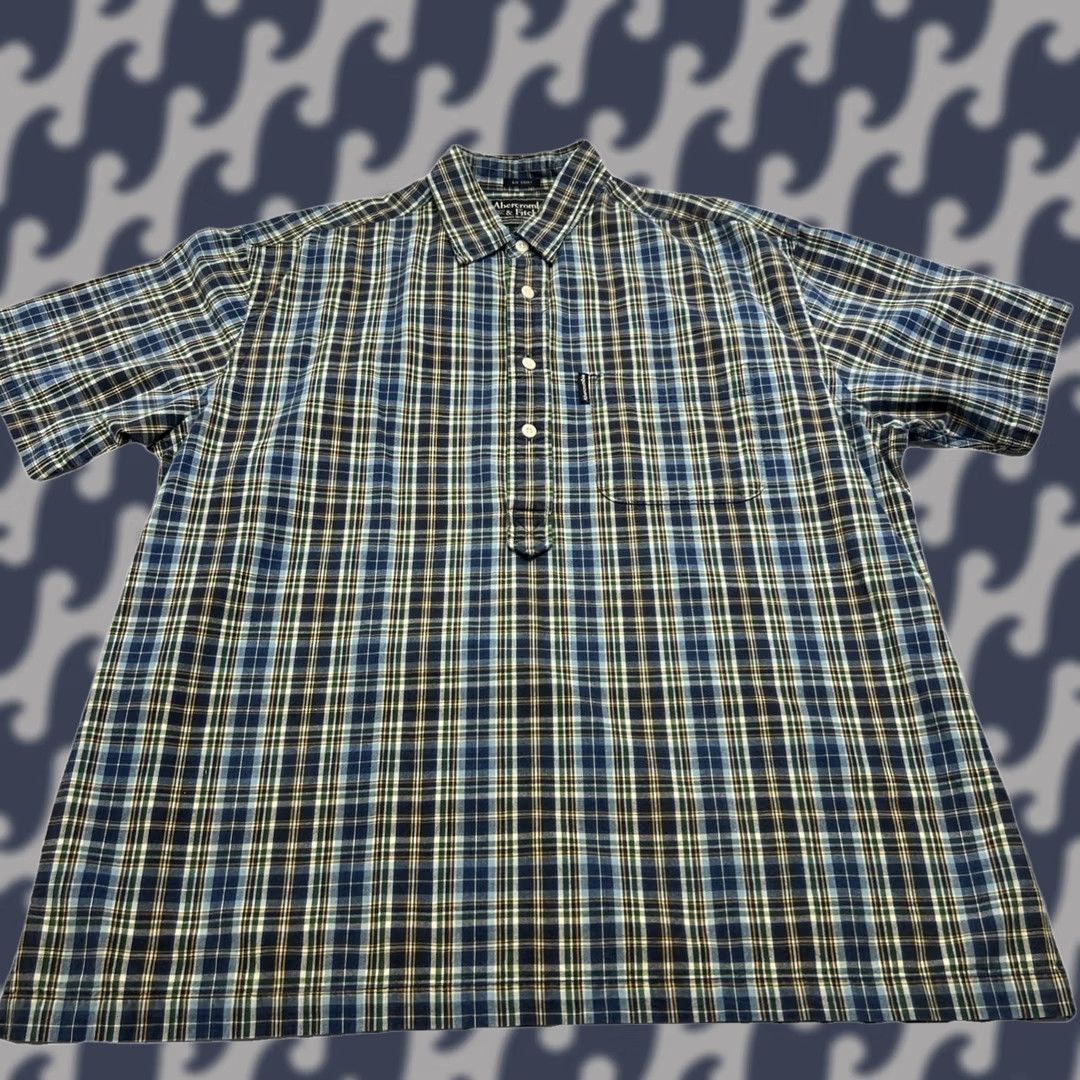 Abercrombie & Fitch VINTAGE Abercrombie & Fitch Plaid Shirt Men L Short Sleeve Button-Up Collared Oversized Pockets Red Cotton 100% Retro 90s/2000s Size US L / EU 52-54 / 3 - 1 Thumbnail