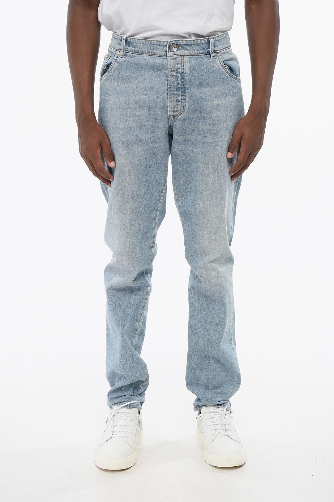 Brunello Cucinelli og1mm0725 Light Wash Slim Fit Denim in Light Blue Size US 40 / EU 56 - 1 Thumbnail