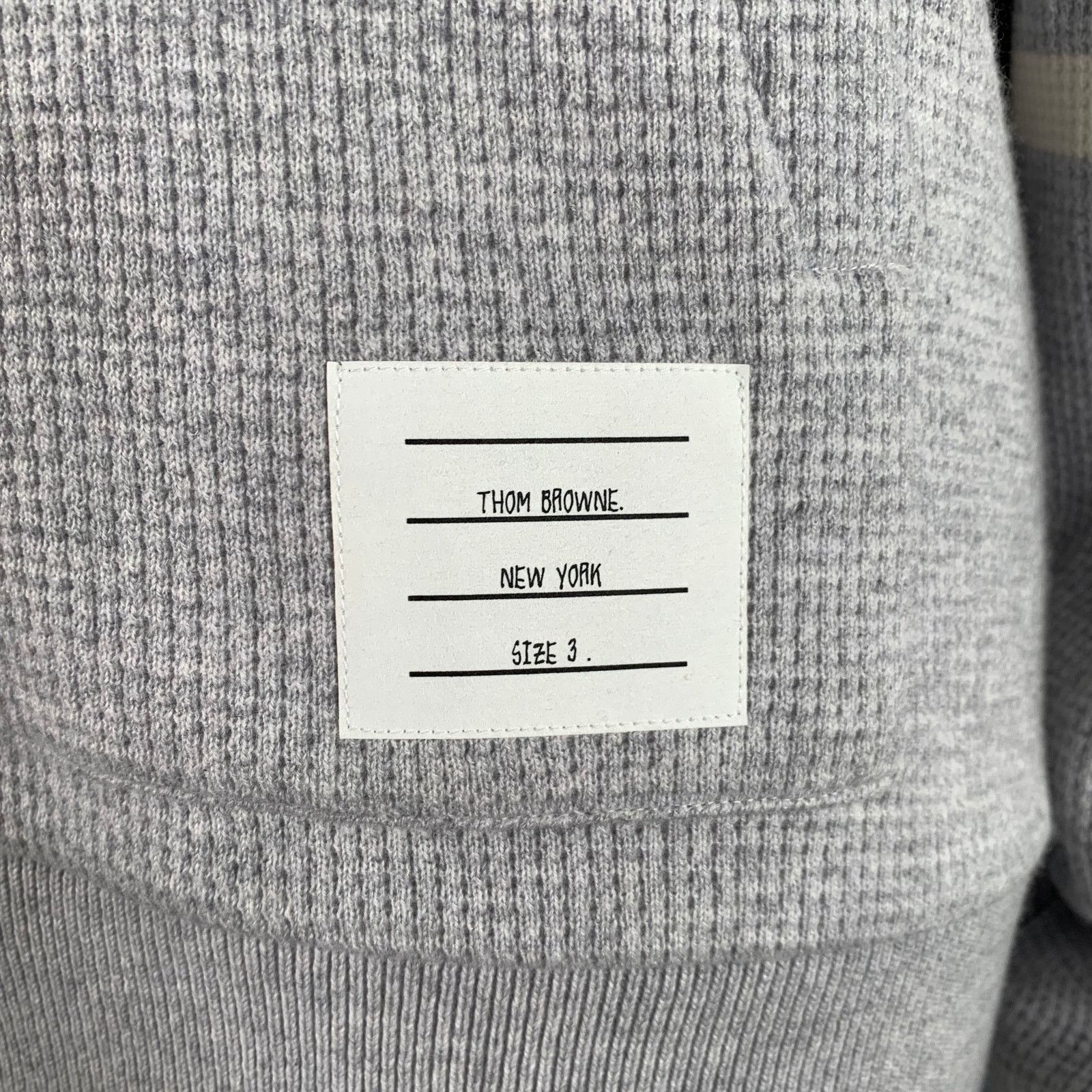 Thom Browne Size XL Grey Cream Cashmere Wool Waffle Hoodie Casual Top Size XL / US 12-14 / IT 48-50 - 2 Thumbnail
