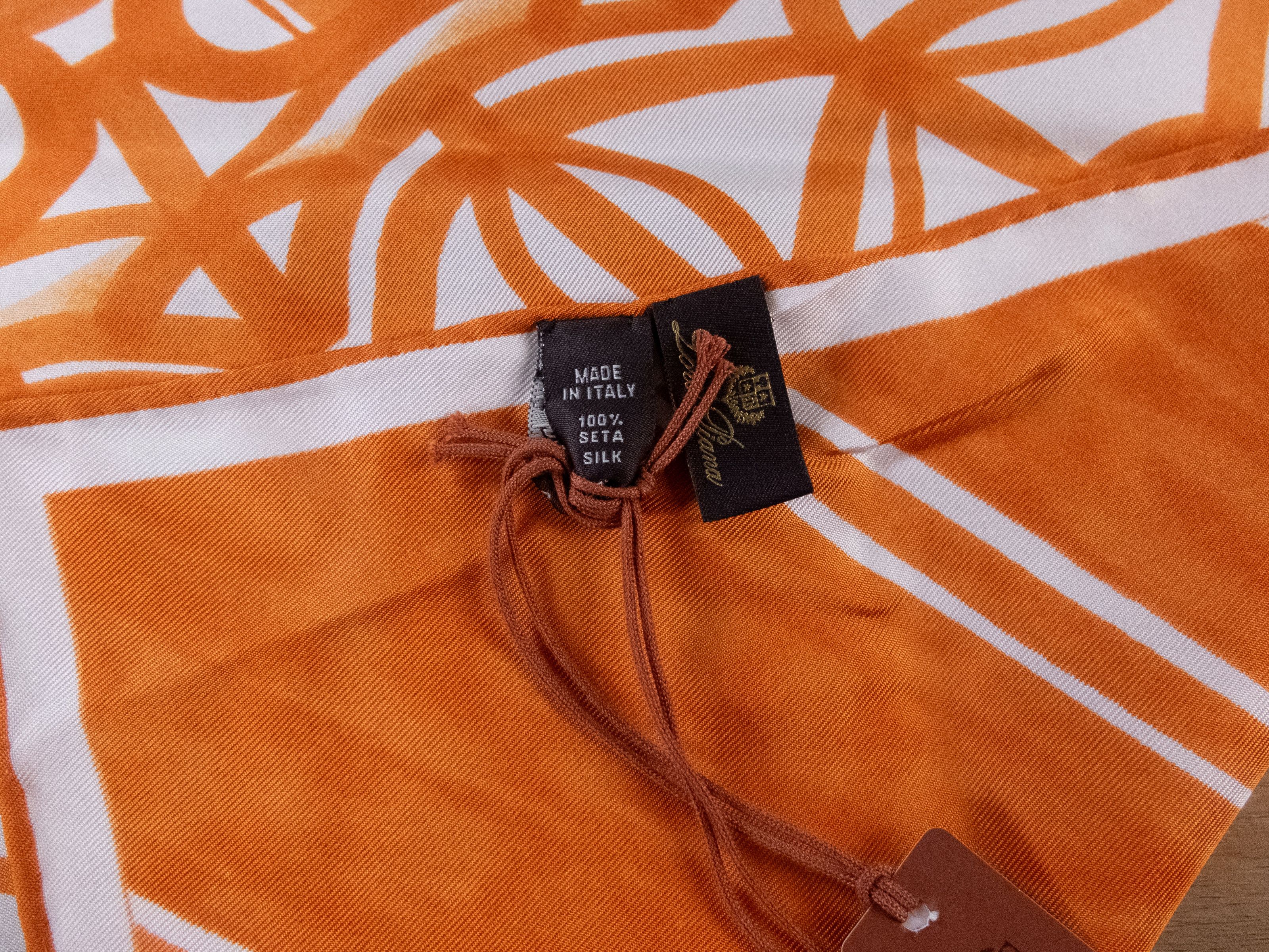 Loro Piana LORO PIANA Rosone orange white floral silk foulard scarf Size ONE SIZE - 3 Thumbnail