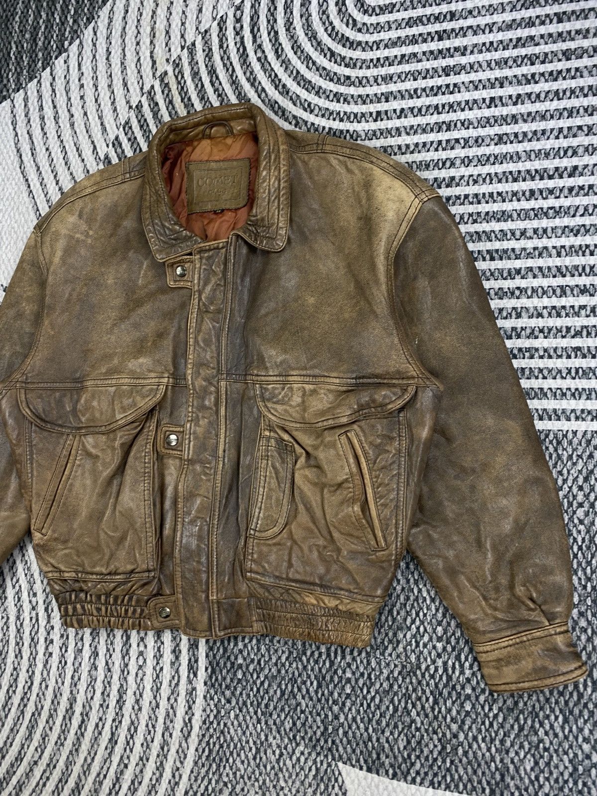 Leather Vintage Comet Club With Cargo Pocket Leather Flight Jacket Size US XL / EU 56 / 4 - 4 Thumbnail