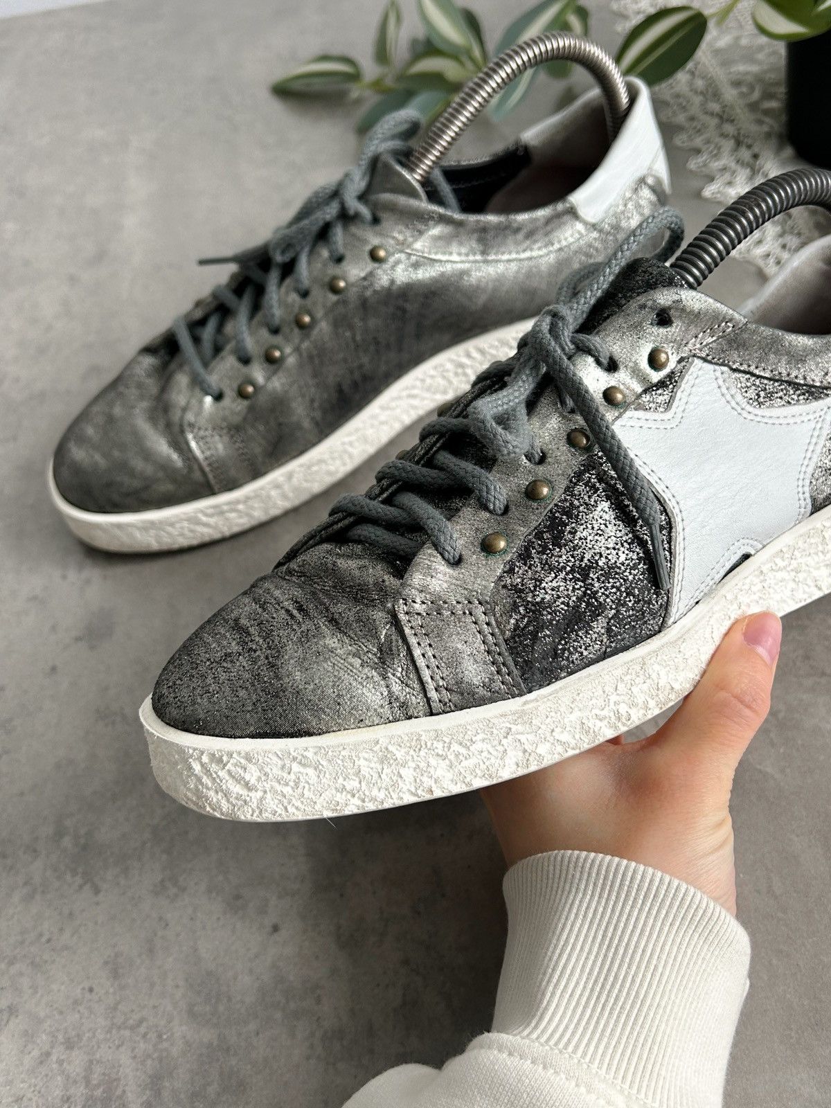A.S.98 × Vintage A.S. 98 low top silver leather sneakers Y2K Size US 8 / IT 38 - 9 Thumbnail