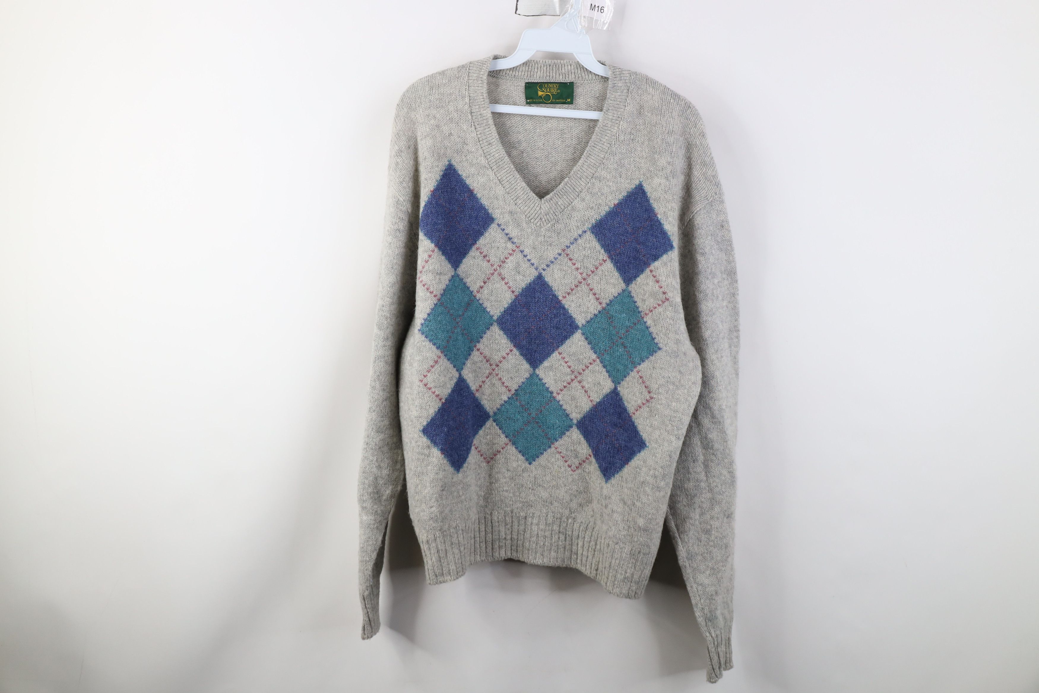 Vintage Vintage 70s Streetwear Knit Argyle Diamond Sweater USA Size US M / EU 48-50 / 2 - 1 Thumbnail