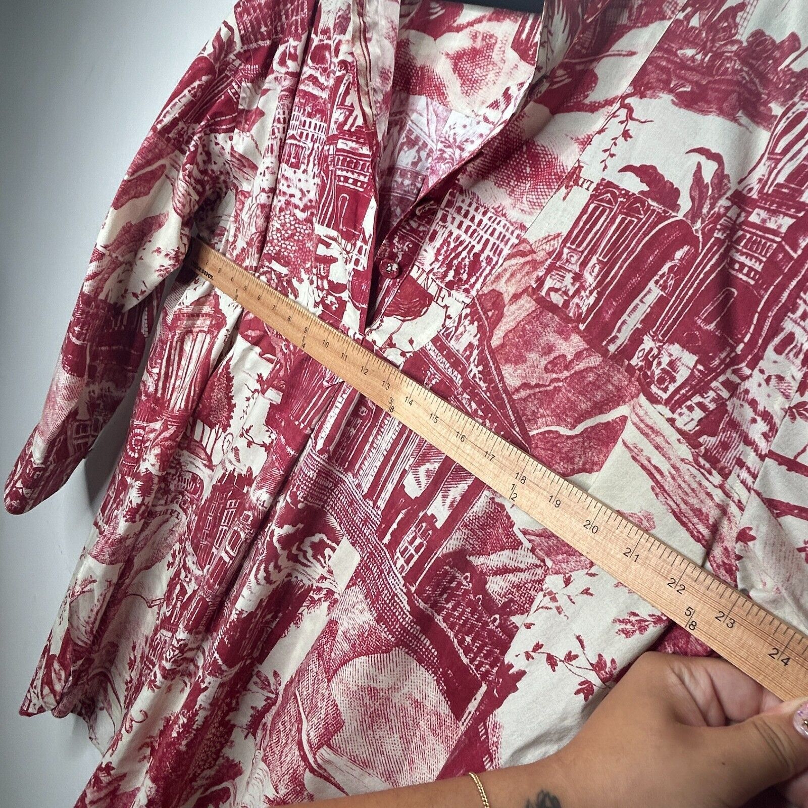 Libertine Libertine Red Cream Toile De Nantes Half-Button Tunic L / XL Size XL / US 12-14 / IT 48-50 - 9 Thumbnail