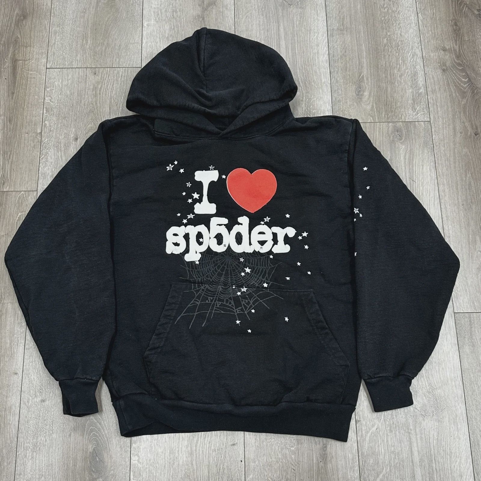 Sp5der Sp5der I Heart SP5 Souvenir Hoodie (Black) | Grailed