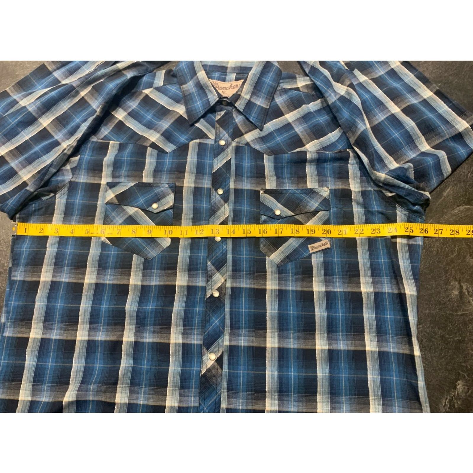Wrangler Wrangler Western Shirt Pearl Snap Button-up Mens XL Blue Plaid Long Sleeve Casual Cowboy Rockabilly Size US XL / EU 56 / 4 - 7 Thumbnail