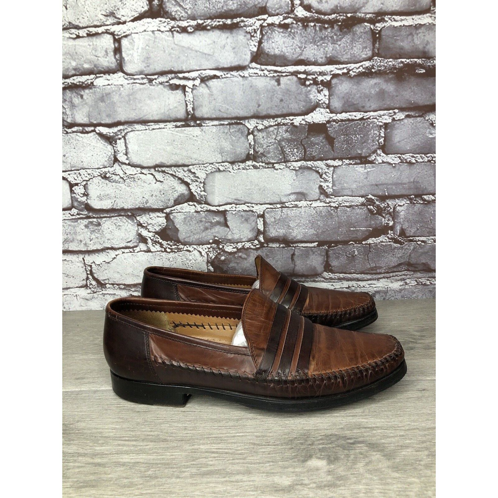 Other LORENZO BANFI Milano Brown Leather Slip On Loafers Dress Sho Size US 8 / EU 41 - 19 Thumbnail