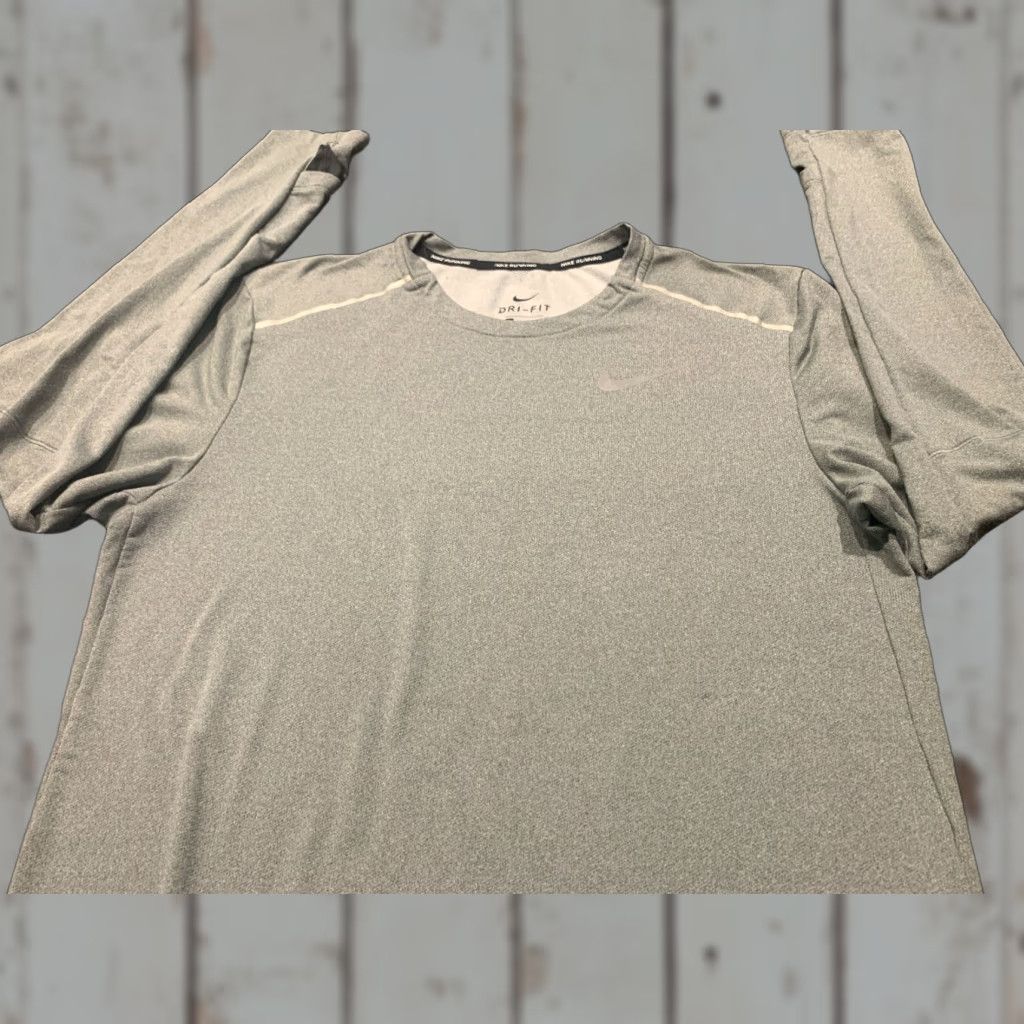 Nike Nike Dri-Fit Long Sleeve Performance Shirt Adult Large Gray Activewear Classic Mens Size US L / EU 52-54 / 3 - 1 Thumbnail