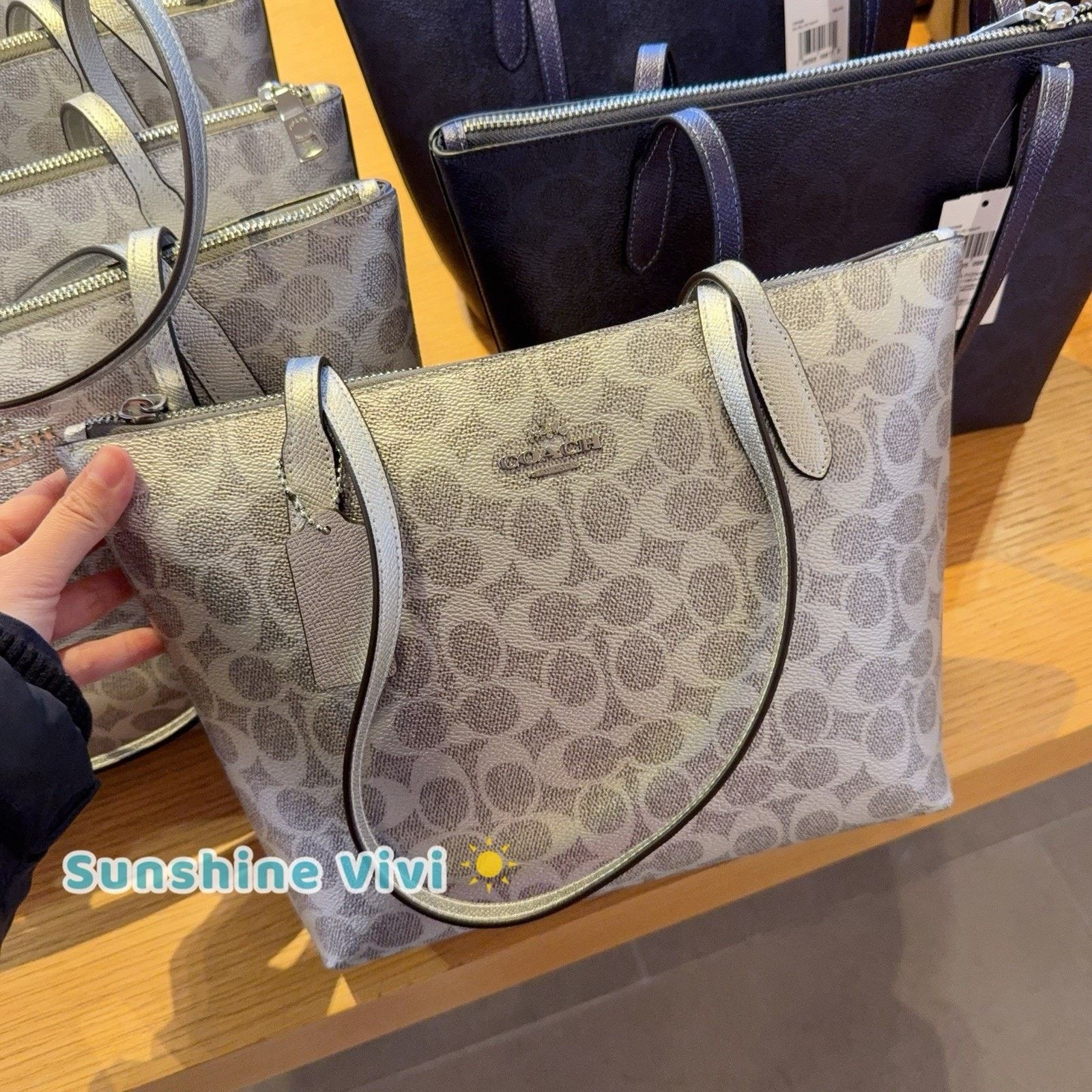 Coach NWT COACH Fiona Zip Tote Bag Canvas CW396, Gray/Silver Size ONE SIZE - 5 Thumbnail