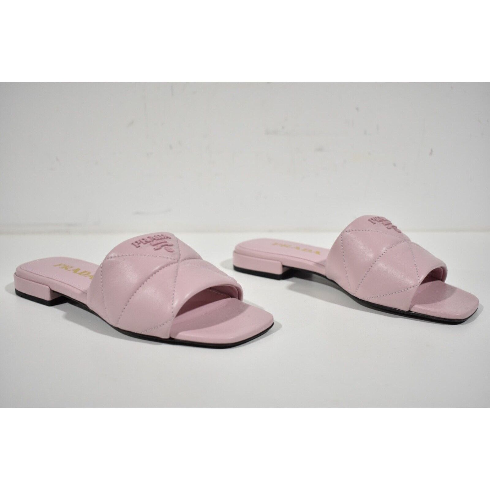 Prada Prada Alabastro Pink Quilted Nappa Leather Logo Slide Size US 6 / IT 36 - 3 Thumbnail