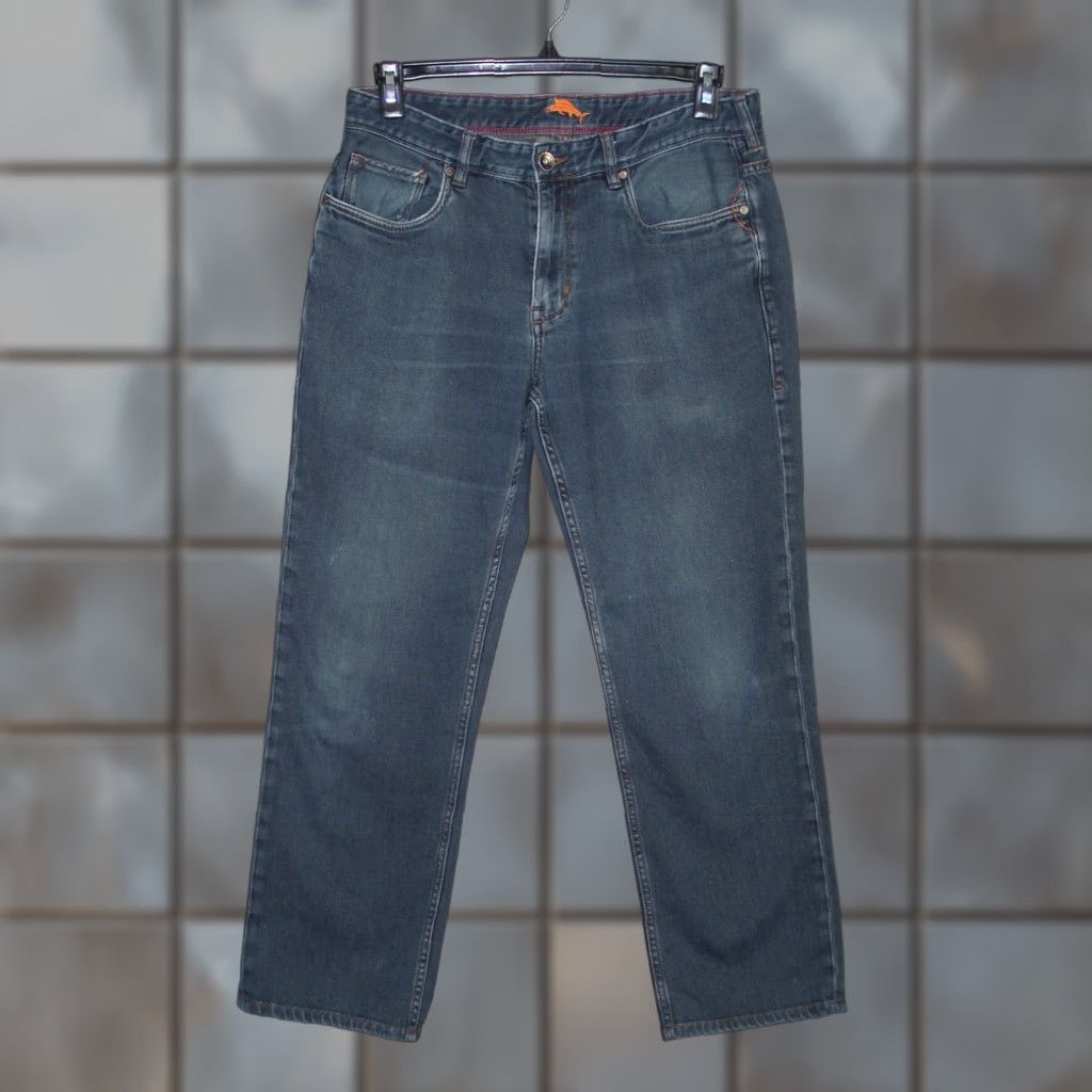 Tommy Bahama Jeans Mens 33W 32L Blue Cotton Straight Leg Adult Mens