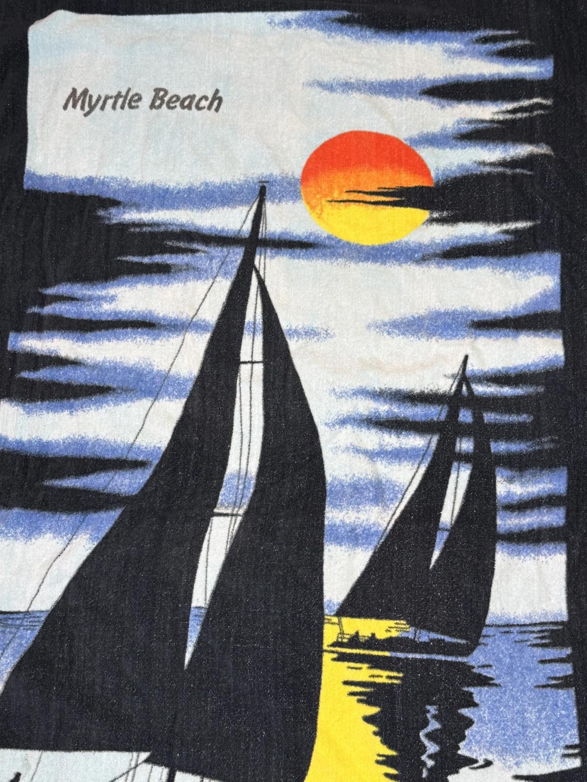 Designer Vintage Myrtle Beach Sunset Sailing Beach Towel Size ONE SIZE - 2 Thumbnail