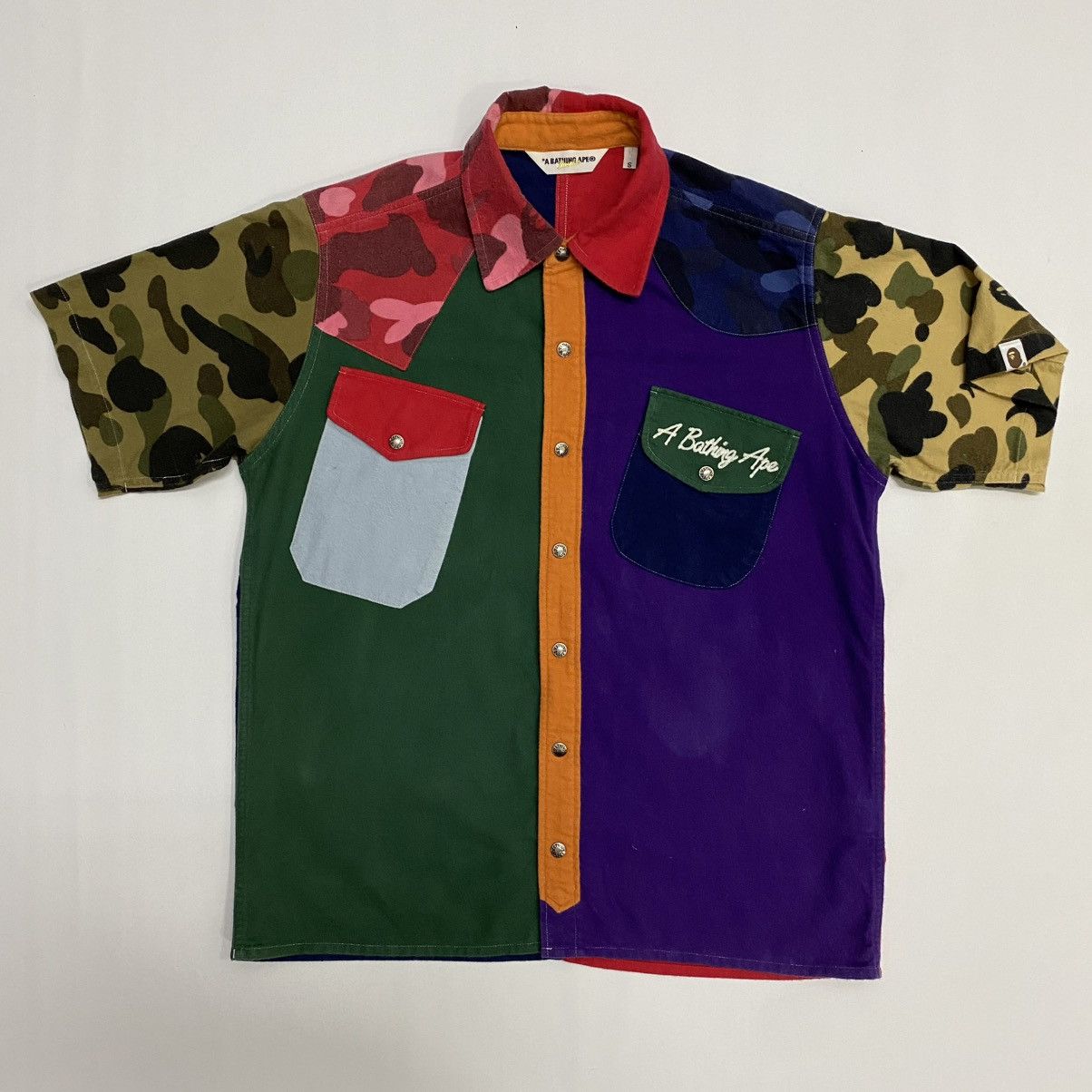 Bape ‼️YES‼️ A BATHING APE CAMO MULTI COLOUR BUTTON POLO SHIRT Size US S / EU 44-46 / 1 - 1 Thumbnail