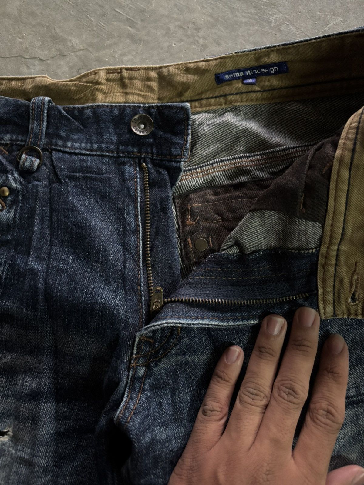 If Six Was Nine Distressed Flare SEMANTIC DESIGN punk grunge style japanese Size US 31 - 4 Thumbnail