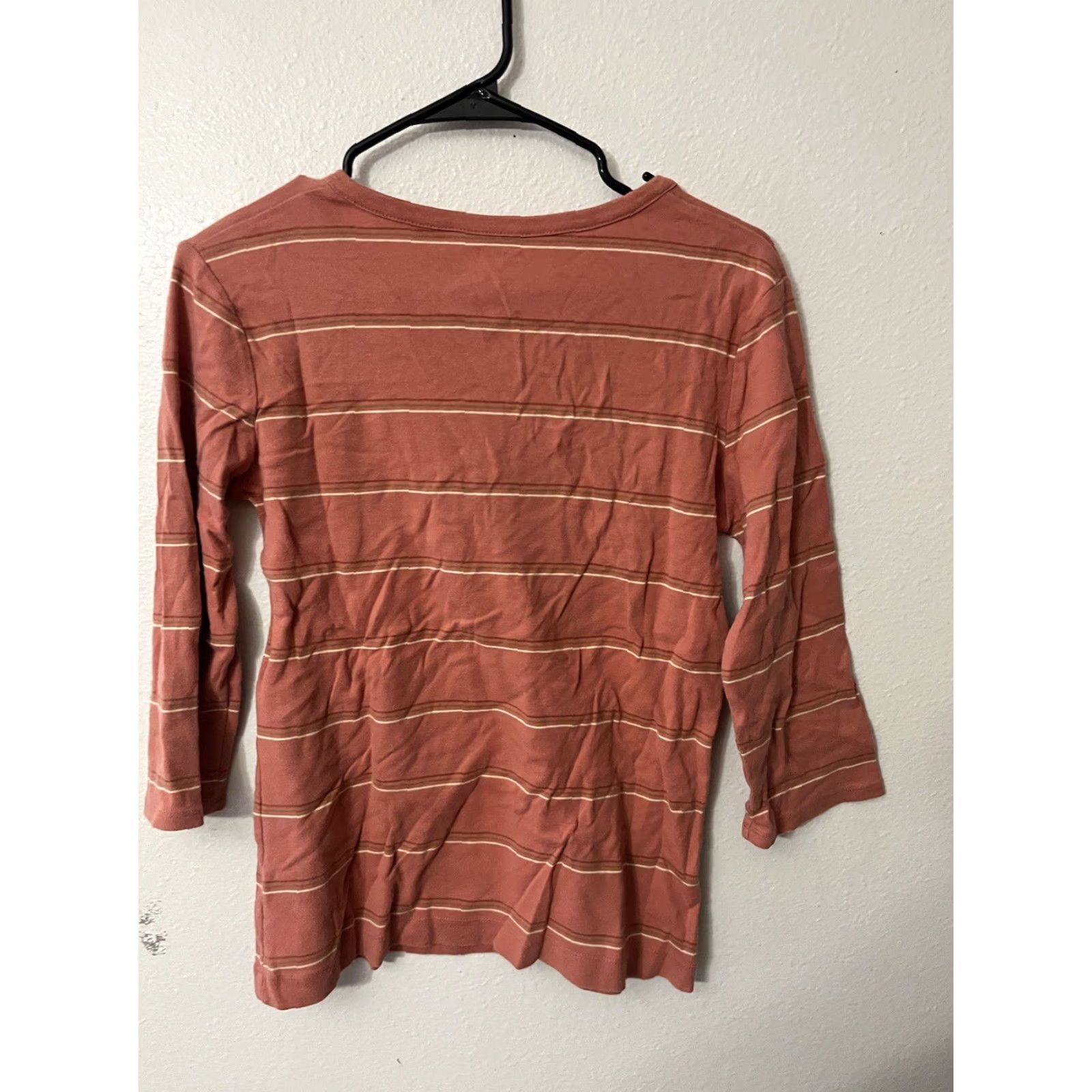 Van Heusen Van Heusen Womens Casual Shirt Pink Striped 3/4 Sleeve V Neck Medium Size M / US 6-8 / IT 42-44 - 3 Thumbnail