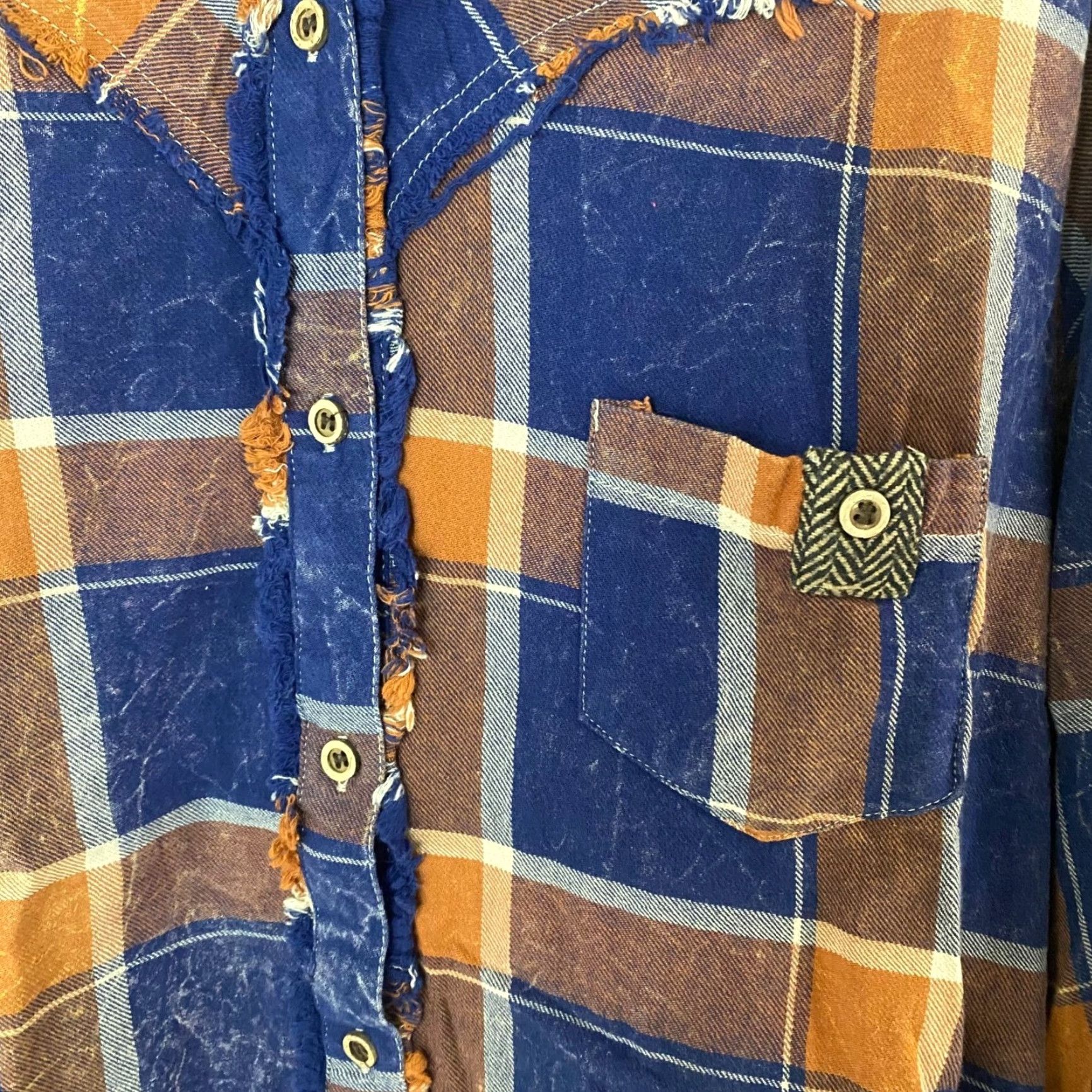 BKE VINTAGE BKE Button Up Flannel Shirt South West Design Womens XL Blue Plaid Long Sleeve Size XL / US 12-14 / IT 48-50 - 7 Thumbnail
