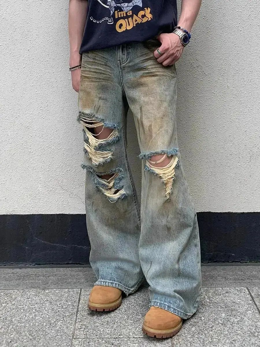 Japanese Brand Retro loose ripped jeans Size US 32 / EU 48 - 1 Thumbnail