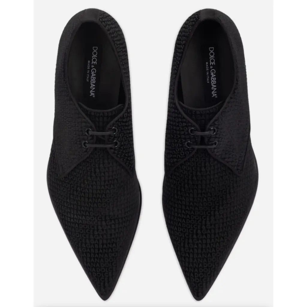 Dolce & Gabbana o1y0125 Velvet Laced Shoes in Black Size US 6.5 / EU 39-40 - 4 Thumbnail
