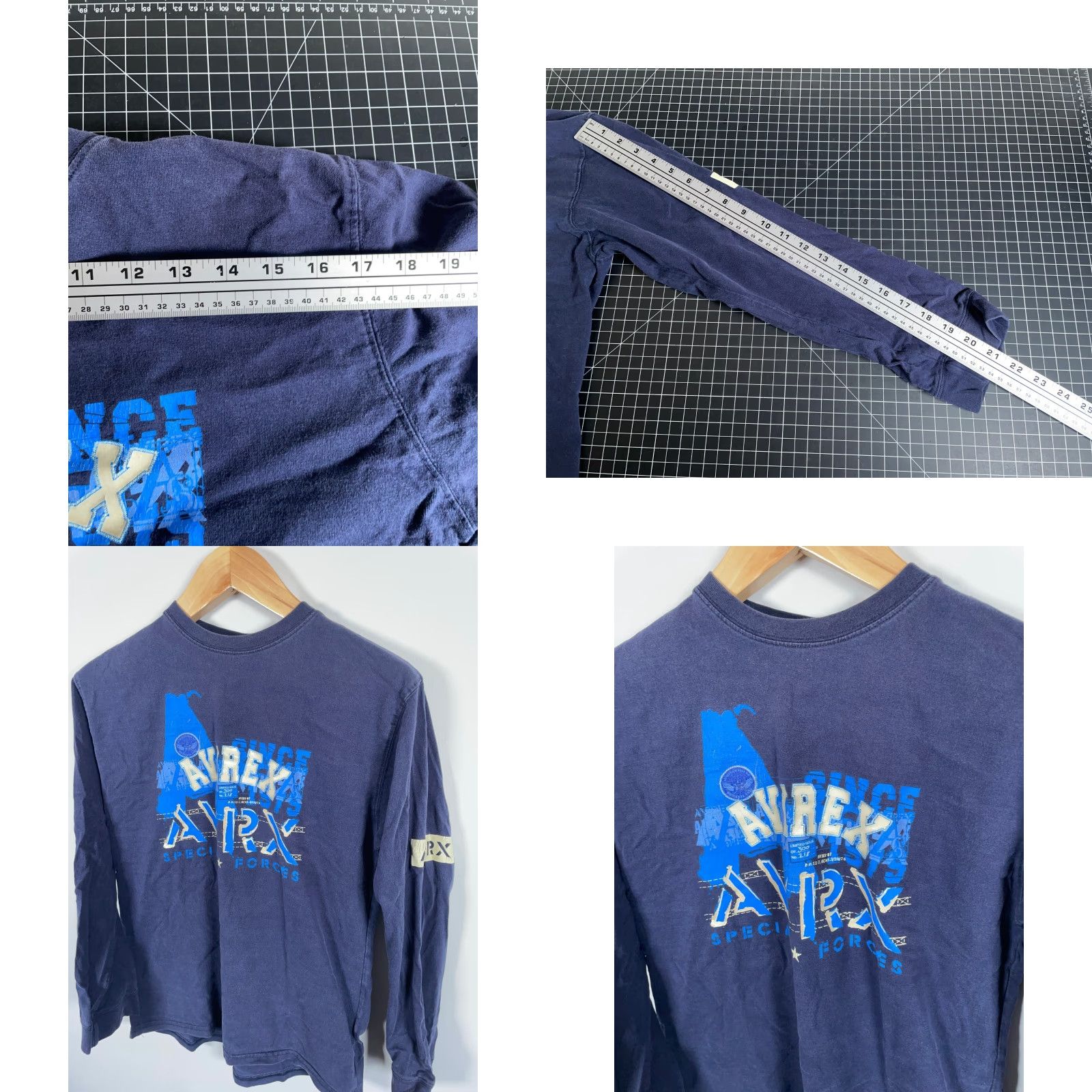 Avirex VINTAGE Avirex T-Shirt Mens Small Dark Blue Long Sleeve Graphic Print Retro VTG Streetwear Crew Neck Size US S / EU 44-46 / 1 - 8 Thumbnail